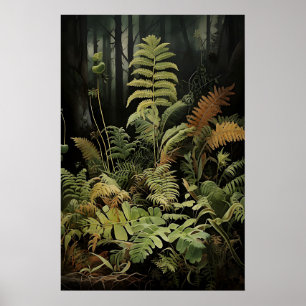 Wald-Farn-Druck, Waldlandschaft-Wandbild Poster