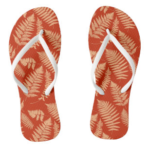 Wald-Farn-Muster, Mandarinorange Flip Flops