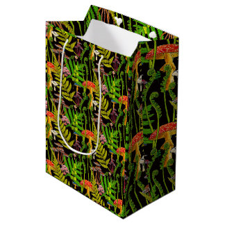 Wald-Farne und Pilze Geschenkpapier Mittlere Geschenktüte