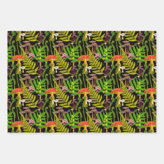 Wald-Farne und Pilze Geschenkpapier Set
