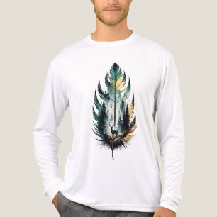 Wald Feder Hirsch Aquarell Natur Kunst Tri-Blend Shirt