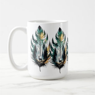 Wald Feder Reh Aquarell Natur Kunst Kaffeetasse