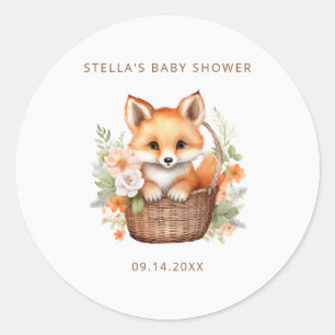Wald Fuchs Aquarell Baby Shower Personalisiert Runder Aufkleber