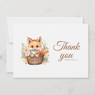 Wald-Fuchs-Aquarell-Blumen-Flat Dankeskarte