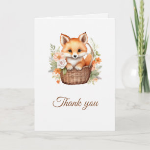 Wald-Fuchs-Aquarell-Blumen gefaltet Dankeskarte