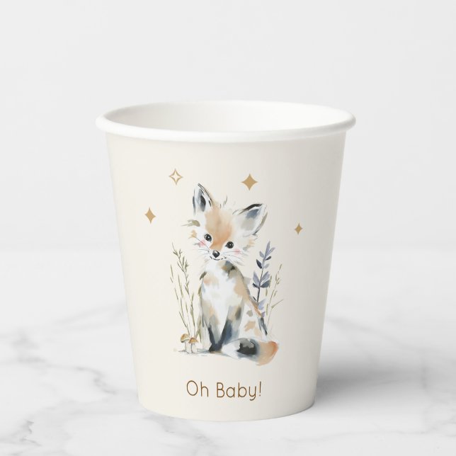Wald Fuchs Baby Shower Papiertassen Pappbecher (Vorderseite)