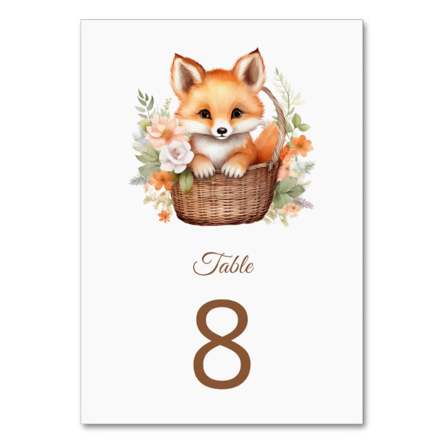 Wald-Fuchs-Baby-Shower-Party-Tischnummer Tischnummer (Vorderseite)