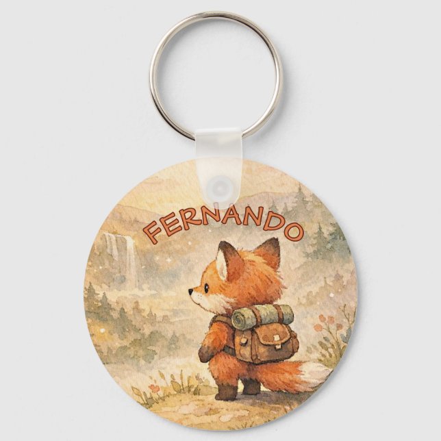 Wald-Fuchs-Explorer Süße Wasserfarbe Schule  Schlüsselanhänger (Vorderseite)