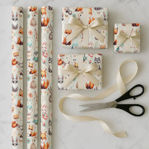 Wald Fuchs Hase Geschenkpapier-Set mit 3 Bogen Geschenkpapier Set