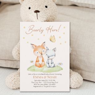 Wald-Fuchs-und-Bär-Neutrale Babyparty Einladung