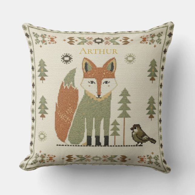 Wald-Fuchs-Volk Kissen (Vorderseite)