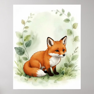 Wald-Fuchs-Wandkunst Naturposter Poster
