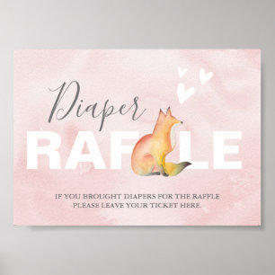 Wald-Fuchs-Windel-Raffel-Baby-Shower-Schild Poster