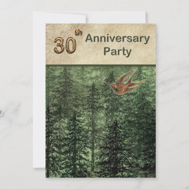 Wald für das Party zum Jubiläum der Bäume 30 Einladung (Vorderseite)