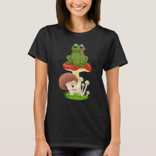 Wald-Futtersuche Pilze Süßer Frosch Amphibien-Tier T-Shirt