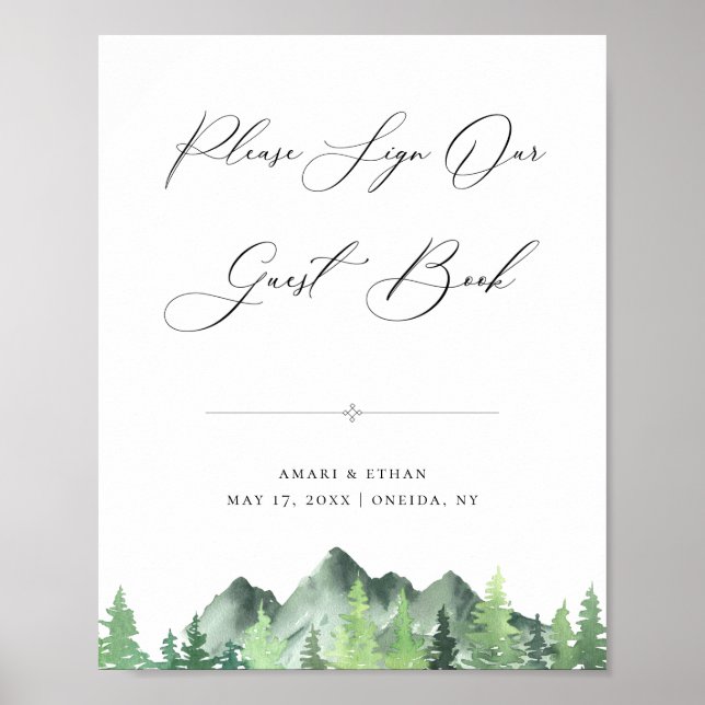 Wald-Gebirgsschild Poster (Vorne)