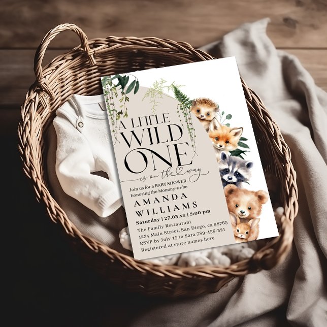 Wald Gender Neutral Wild One Baby Shower Einladung (Von Creator hochgeladen)