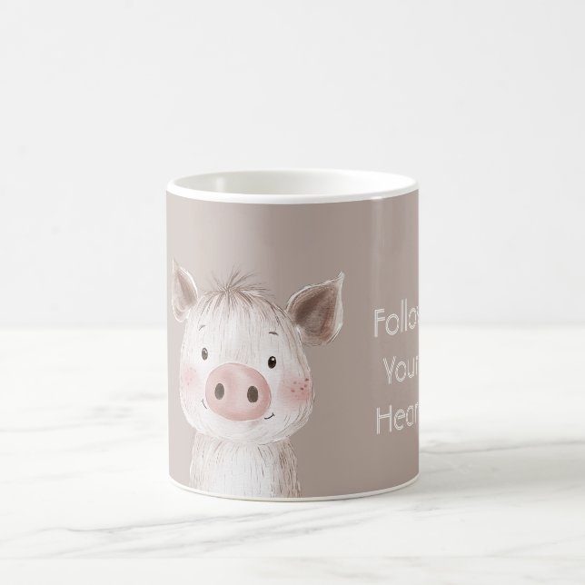 Wald Glückliches Rosa Schwein Kaffeetasse (Mittel)