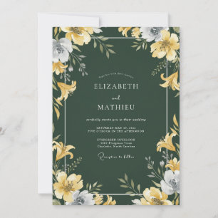 Wald-Gold-Lilien-Hochzeit Einladung