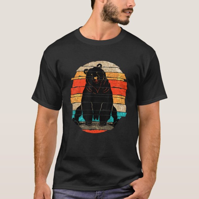 Wald Grizzly Bären Natur Tierpark Retro T-Shirt (Vorderseite)