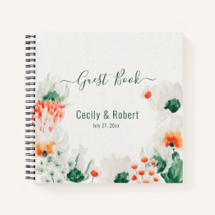 Wald Grün Rustikale Orange White Floral Gast Notizbuch