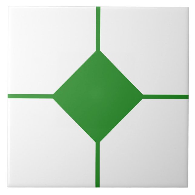 Wald Grün und Weiß Diamantkreuz Fliese (Vorderseite)