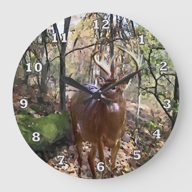 Wald-Hirschwall-Uhr Große Wanduhr (Vorderseite)