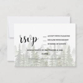 Wald Hochzeit Grün RSVP Karte