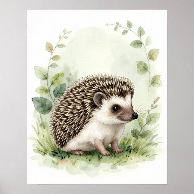 Wald-Igel-Wandkunst Naturposter Poster (Vorne)