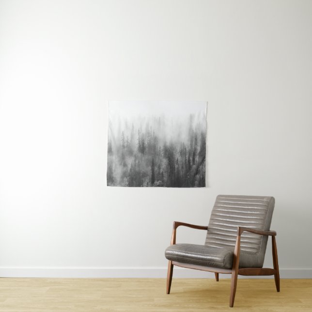 Wald im Nebel Wandteppich (Beispiel (Horizontal))