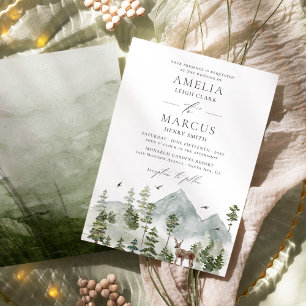 Wald Immergrüne Berge Hochzeitseinladung Einladung