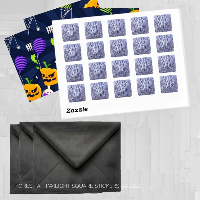 Wald in Twilight Quadratischer Aufkleber (Von Creator hochgeladen)
