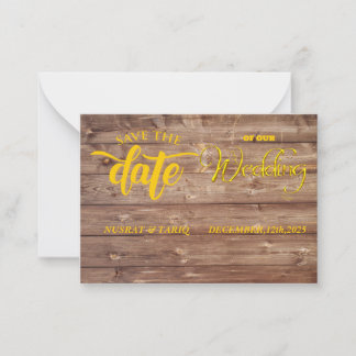 Wald Inspiriert Save the Date: Ein rustikales Desi Mitteilungskarte