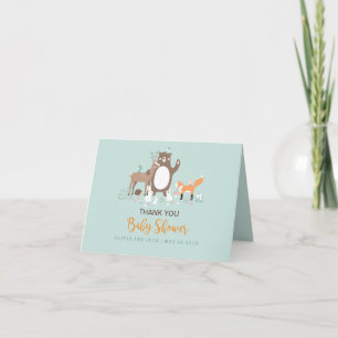 Wald-Minze-Orange-Baby-Shower-Dankeskarten Dankeskarte