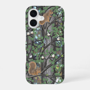 Wald mit Vögeln und Eichhörnchen iPhone 16 Hülle