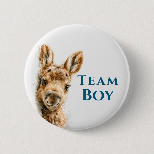 Wald-Moose-Team-Junge-Baby-Party  Button (Vorderseite)