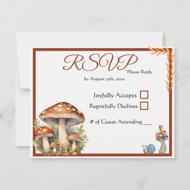Wald-Mushroom-Gender-Neutral-Baby-Dusche RSVP Karte (Vorderseite)