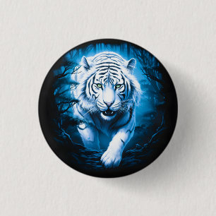 Wald Mystiker Wild Weißer Tiger Button