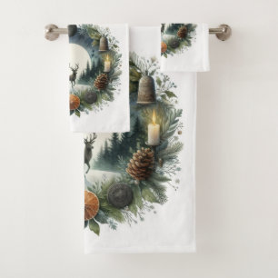 Wald Natur Wildtiere Hirsch Mond Badhandtuch Set