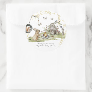 Wald Picknick   Waldtiere Baby Shower Runder Aufkleber