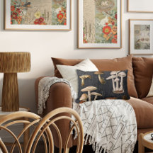 Wald Pilze Hütte Schwarzes Vintages Ephemere