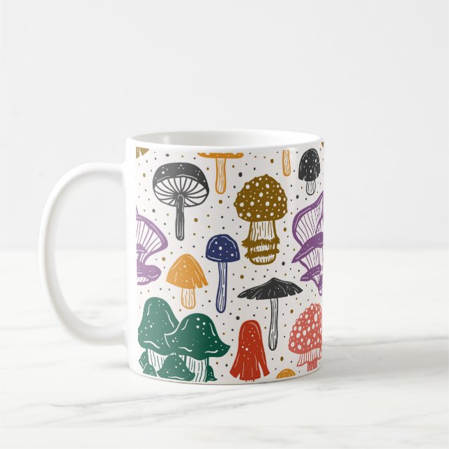 Wald Pilze Vintage Textur Kaffeetasse (Links)