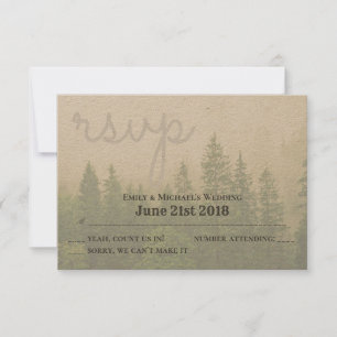 Wald Pine Trees Wedding RSVP und Menüauswahl