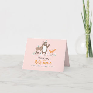 Wald-Pink-Orange-Baby-Shower-Dankeskarten Dankeskarte
