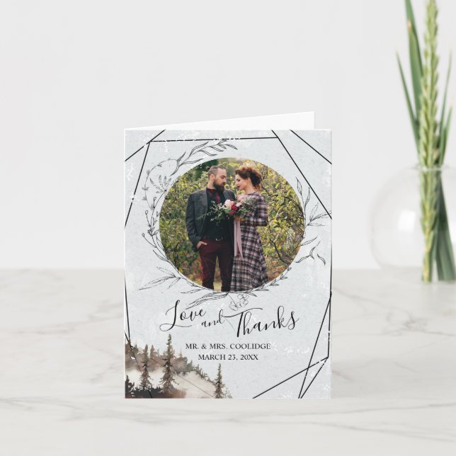 Wald, Raven, Kranz geklappt Danke Karte (Vorderseite)