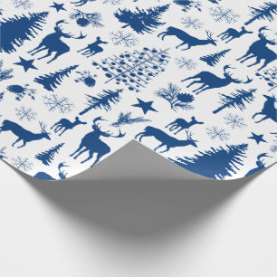 Wald-Rentiere aus Weiß und Blauwald Geschenkpapier