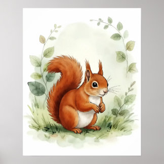Wald Rot Eichhörnchen Wandkunst Naturposter Poster