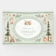 Wald-Sagegrün-Baby-Shower-Willkommensbanner