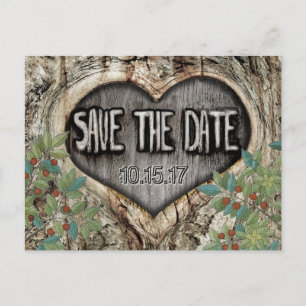 Wald Save the Date Herz-Knoten im Stamm Ankündigungspostkarte