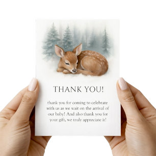 Wald schlafendes Baby Reh Winter Baby Shower Dankeskarte
